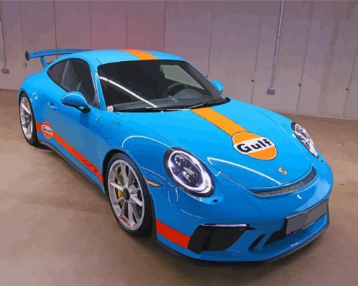 Blue Gulf Porsche Car Diamond Painting