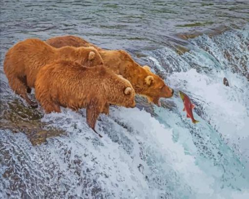 Bears Fishing Diamond Painting