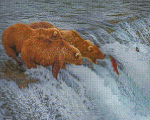 Bears Fishing Diamond Painting