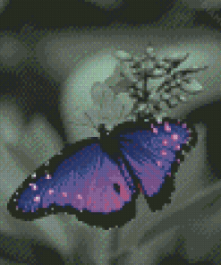 Black And Purple Butterfly With Flower Diamond Painting