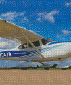 Cessna 182 Plane White And Blue Diamond Painting
