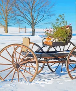 Old Wagon In The Snow Diamond Painting