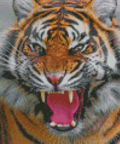Tiger Roaring Animal Diamond Painting