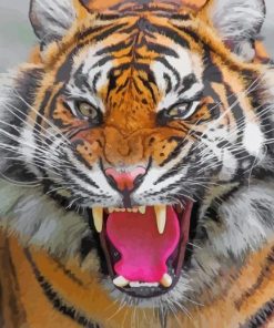 Tiger Roaring Animal Diamond Painting