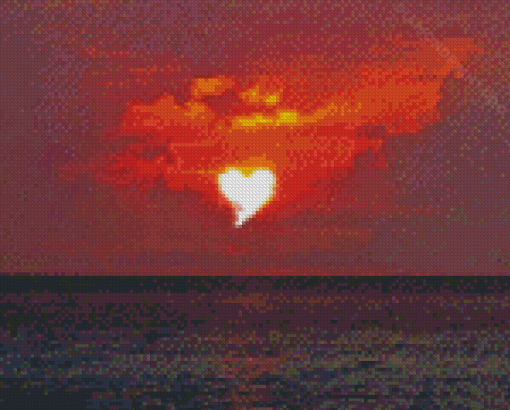 Aesthetic Sunset And Hearts Diamond Painting