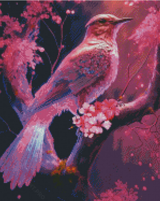 Aesthetic Purple Bird Diamond Painting