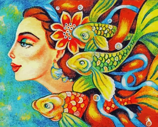 Aesthetic Woman Fish Diamond Painting