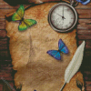 Clock And Papers Diamond Painting
