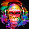 Colorful Chimp Headphones Diamond Painting