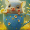 Cute Pig In A Mug Diamond Painting