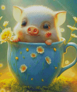 Cute Pig In A Mug Diamond Painting