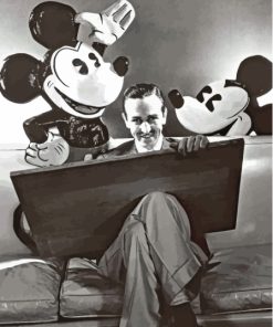 Monochrome Walt And Mickey Diamond Painting