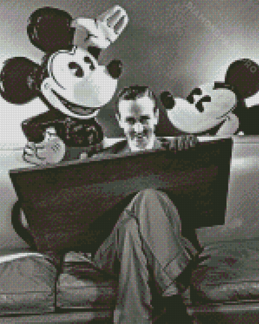Monochrome Walt And Mickey Diamond Painting
