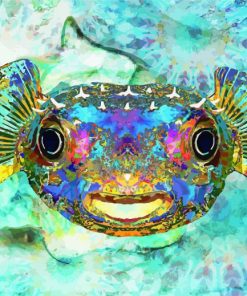 Abstract Colorful Puffer Fish Diamond Painting