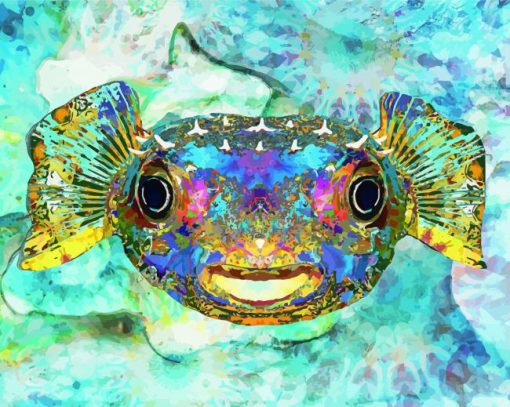 Abstract Colorful Puffer Fish Diamond Painting