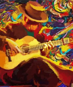 Abstract Flamenco Guitarist Diamond Painting