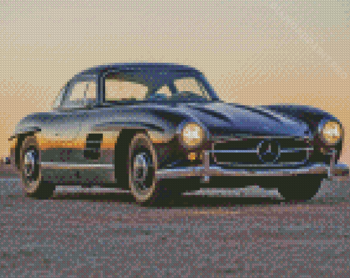 Black Mercedes Sl 300 Vintage Car Diamond Painting