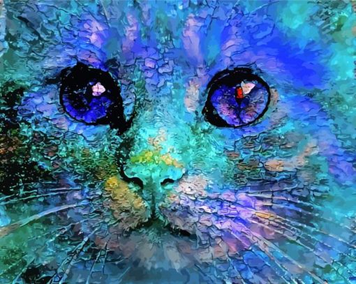 Blue Abstract Cat Diamond Painting