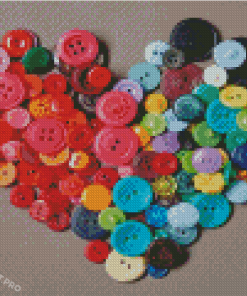 Buttons Heart Diamond Painting