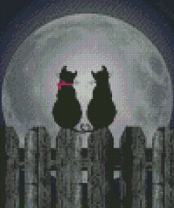 Cats At Moonlight Diamond Painting
