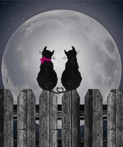 Cats At Moonlight Diamond Painting