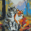 Cute Cat And Fox Diamond Painting