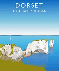 Dorset Old Harry Rocks Poster Diamond Painting