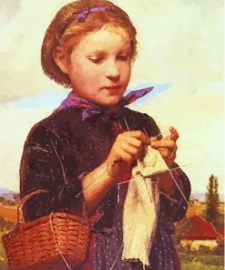 Girl Knitting Albert Anker Diamond Painting