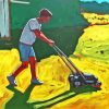 Man Mowing Grass Diamond Painting