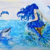 Mermaid Woman And Dolphins Diamond Painting
