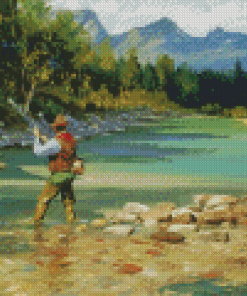 Mountain Fishing Art Diamond Painting
