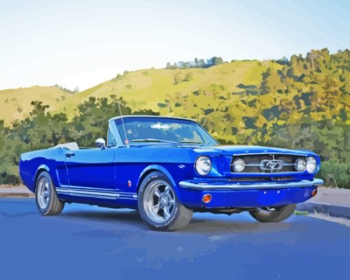 Old Blue Mustang Diamond Painting
