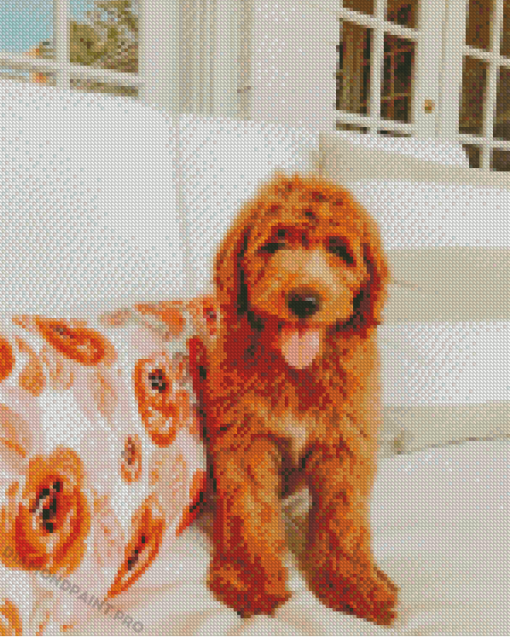 Red Golden Doodle Dog Diamond Painting