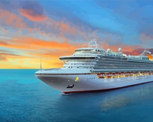 Royal Caribbean Ship At Sunset Diamond Painting