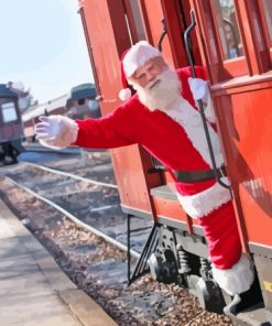 Santa On Train Diamond Painting