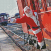 Santa On Train Diamond Painting