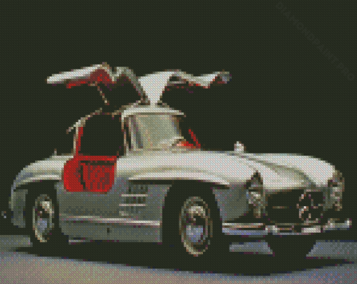 Silver And Red Mercedes Sl 300 Car Diamond Painting