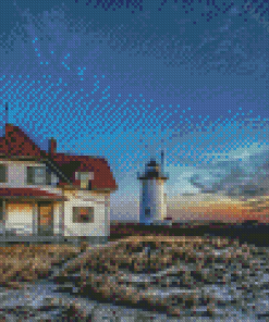 Sunset Over Provincetown Race Lighthouse Diamond Painting