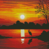 Sunset On Lake Silhouette Diamond Painting