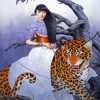 Surrealist Woman Riding Tiger Diamond Painting