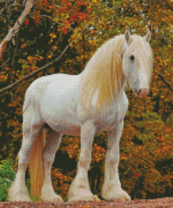 White Draft Horse Diamond Painting