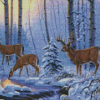 White Tailed Deers In The Snow Diamond Painting
