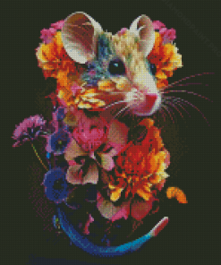 Aesthetic Floral Mouse Diamond Painting