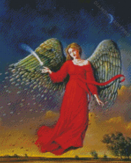 Angel In Red Dress Diamond Painting