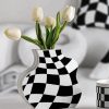 Checkered Vase And White Tulips Diamond Painting