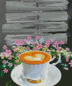 Coffee And Flowers Diamond Painting