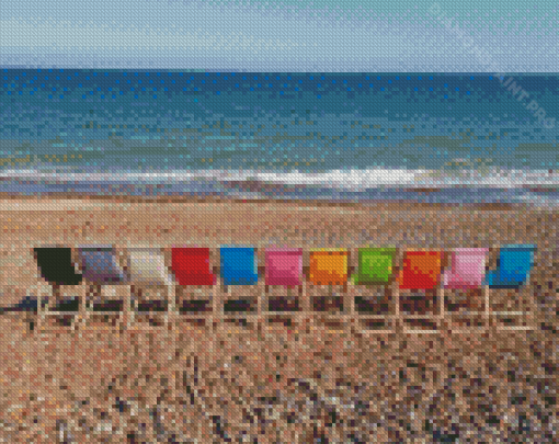 Colorful Sea Side With Deckchair Diamond Painting