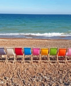 Colorful Sea Side With Deckchair Diamond Painting