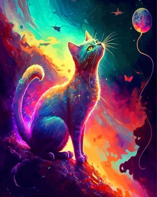 Colorful Galaxy Cat Diamond Painting