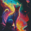 Colorful Galaxy Cat Diamond Painting